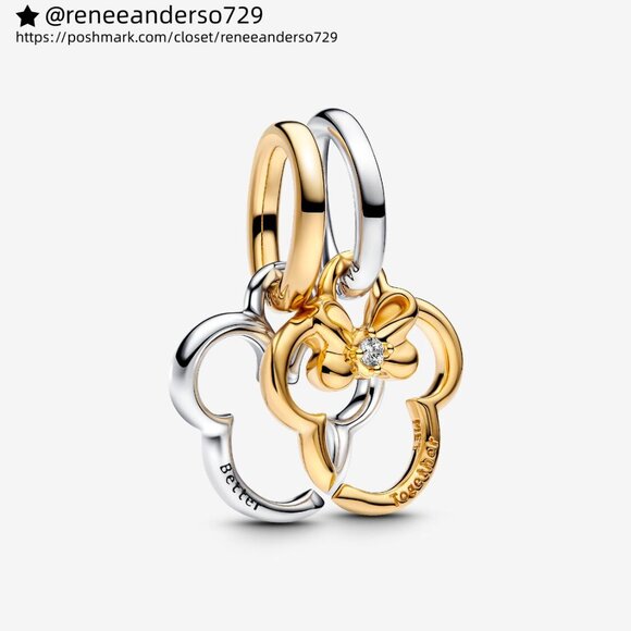 Pandora Disney Mickey Mouse & Minnie Mouse Splittable Dangle Charm - Picture 1 of 5